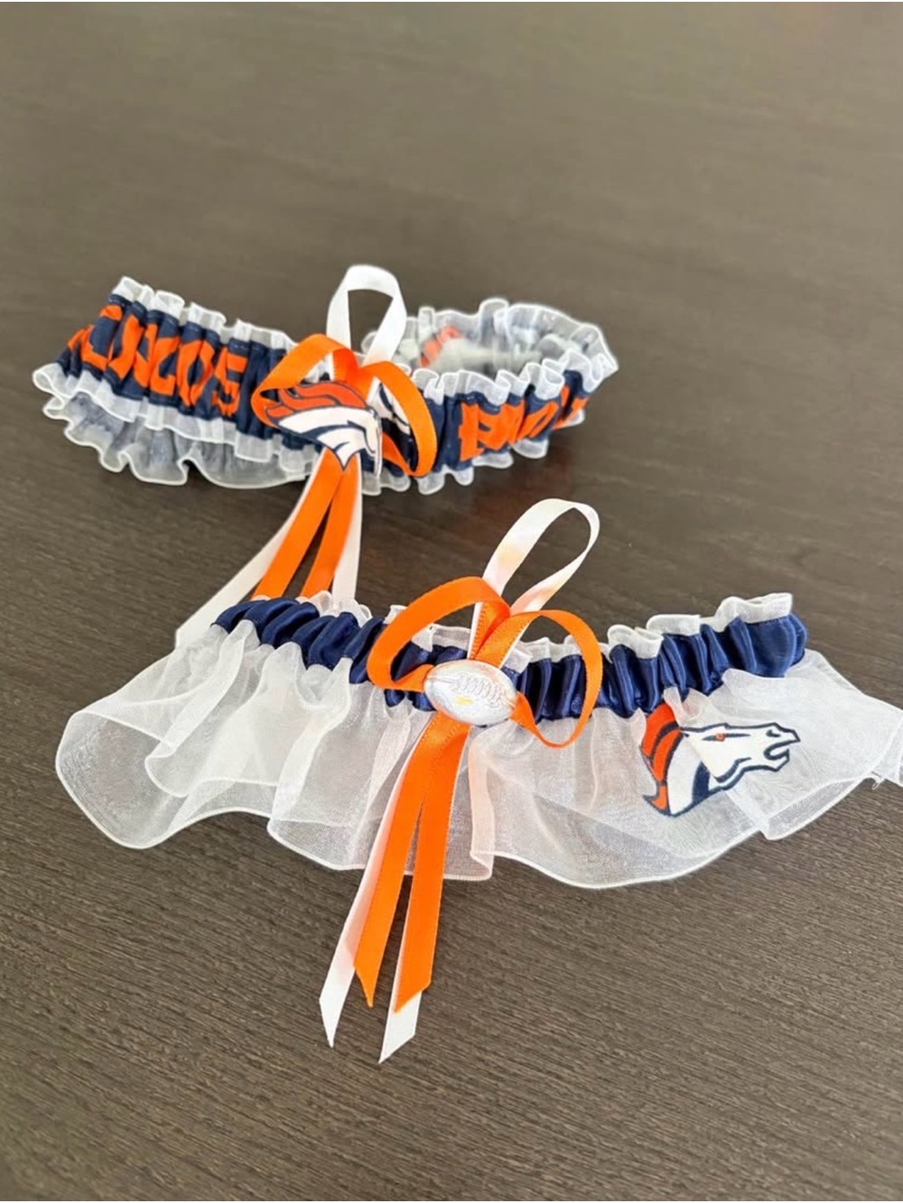 Denver Broncos Bridal Garter Set in Orange & Navy